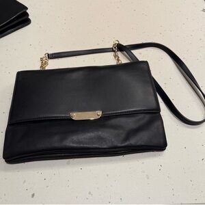 & Other Stories Genuine Leather envelope black bag EUC